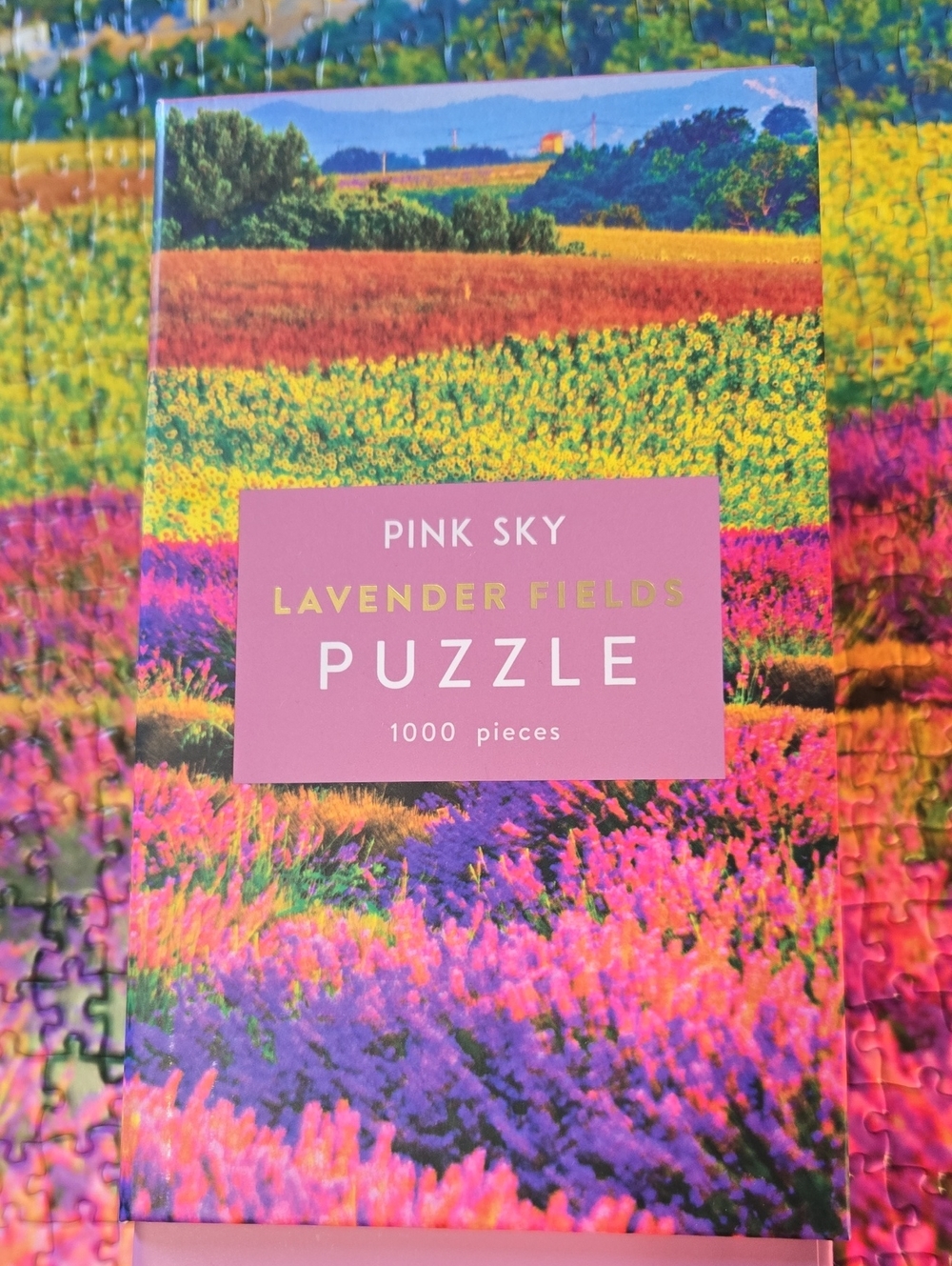 Pink Sky Lavender Fields Puzzle - Pink